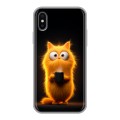 Дизайнерский силиконовый чехол для Iphone x10 Смешной кот