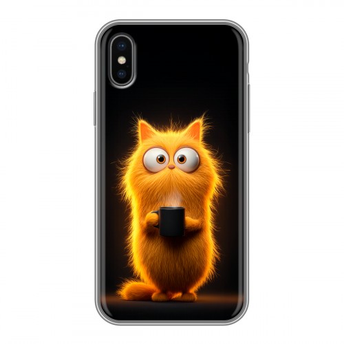 Дизайнерский силиконовый чехол для Iphone x10 Смешной кот