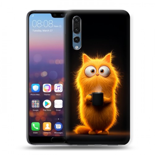 Дизайнерский силиконовый с усиленными углами чехол для Huawei P20 Pro Смешной кот