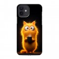 Дизайнерский силиконовый чехол для Iphone 12 Смешной кот