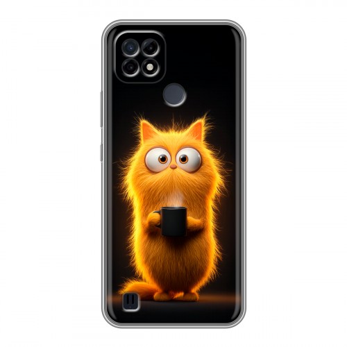 Дизайнерский силиконовый чехол для Realme C21 Смешной кот
