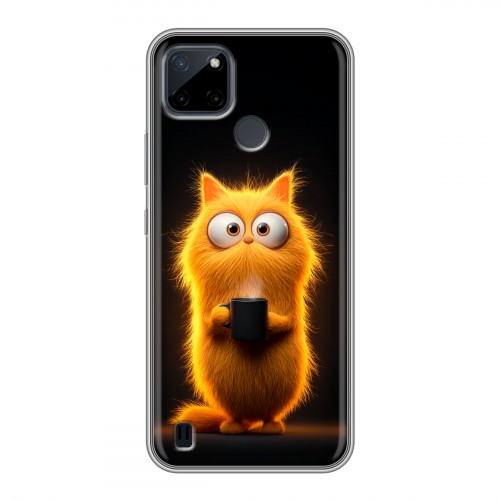 Дизайнерский силиконовый чехол для Realme C21Y Смешной кот