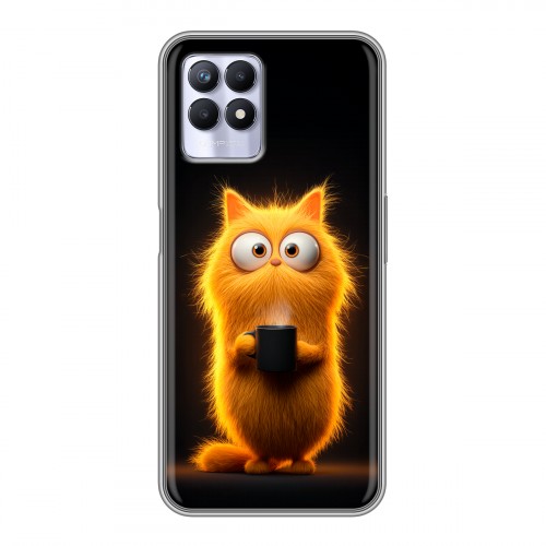 Дизайнерский силиконовый чехол для Realme 8i Смешной кот
