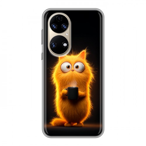 Дизайнерский силиконовый с усиленными углами чехол для Huawei P50 Pro Смешной кот