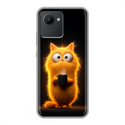 Дизайнерский силиконовый чехол для Realme C30 Смешной кот