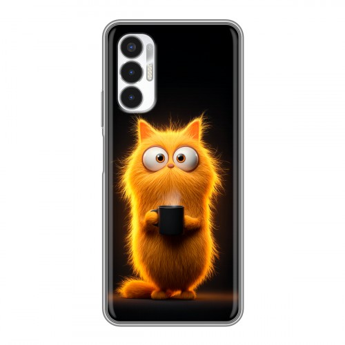 Дизайнерский силиконовый чехол для Tecno Pova 3 Смешной кот