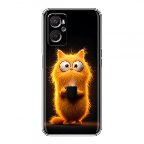 Дизайнерский силиконовый с усиленными углами чехол для OPPO A96 Смешной кот