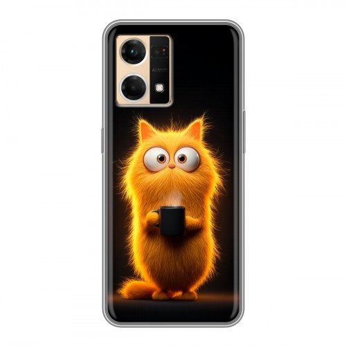 Дизайнерский силиконовый чехол для OPPO Reno7 Смешной кот