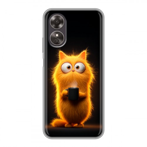 Дизайнерский силиконовый чехол для OPPO A17 Смешной кот