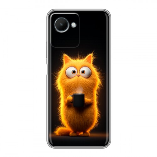 Дизайнерский силиконовый чехол для Realme C30s Смешной кот