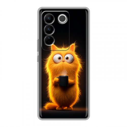 Дизайнерский силиконовый чехол для Vivo V27 Смешной кот