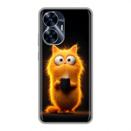 Дизайнерский силиконовый с усиленными углами чехол для Realme C55 Смешной кот