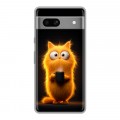 Дизайнерский силиконовый чехол для Google Pixel 7A Смешной кот