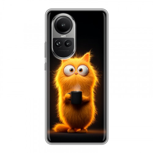 Дизайнерский силиконовый чехол для OPPO Reno10 Смешной кот