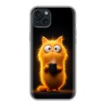 Дизайнерский силиконовый чехол для Iphone 15 Plus Смешной кот