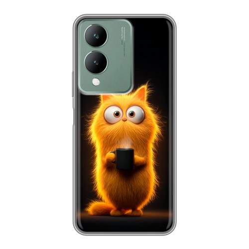 Дизайнерский силиконовый с усиленными углами чехол для Vivo Y17s Смешной кот