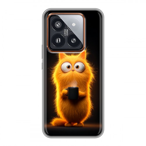 Дизайнерский силиконовый чехол для Xiaomi 14 Pro Смешной кот