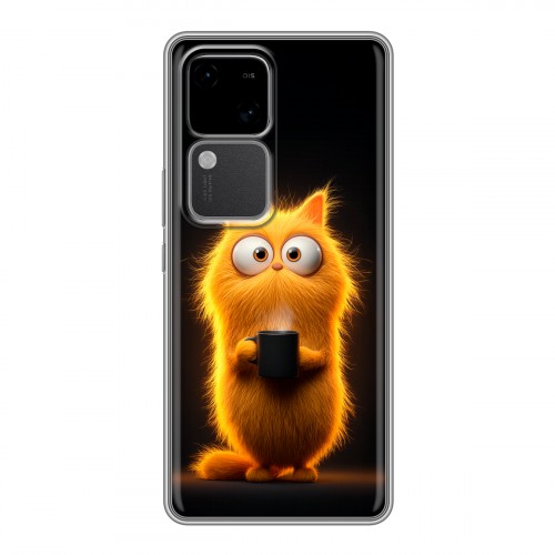 Дизайнерский силиконовый чехол для Vivo V30 5G Смешной кот