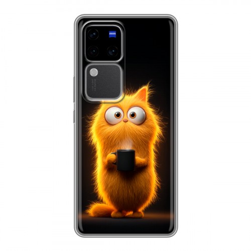 Дизайнерский силиконовый чехол для Vivo V30 Pro Смешной кот