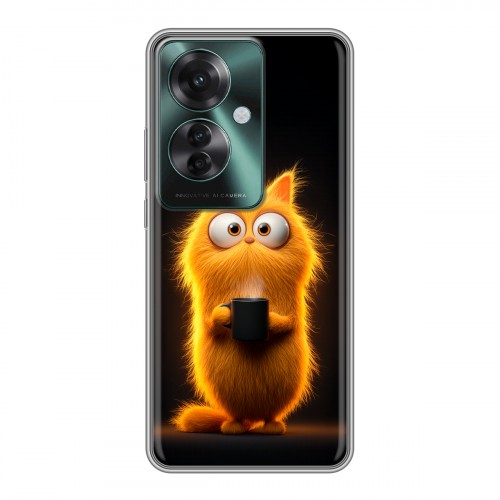 Дизайнерский силиконовый чехол для Oppo Reno 11F Смешной кот