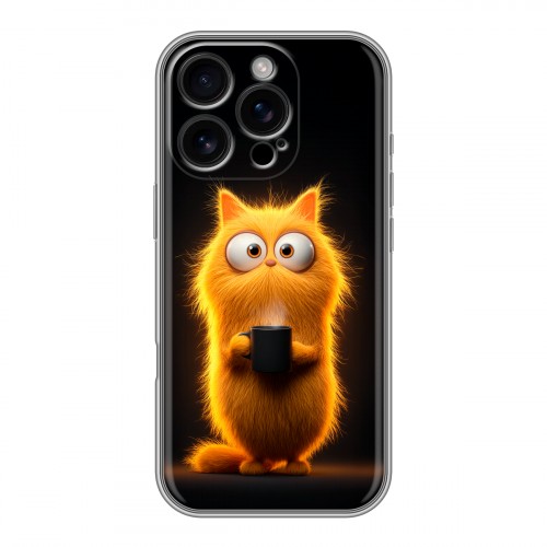 Дизайнерский силиконовый чехол для Iphone 16 Pro Смешной кот