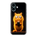 Дизайнерский силиконовый чехол для Iphone 16 Plus Смешной кот
