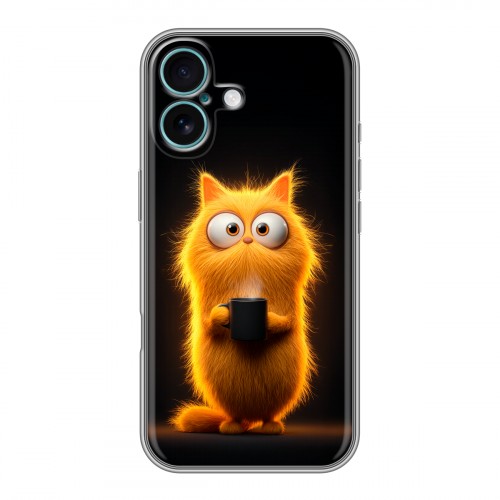 Дизайнерский силиконовый чехол для Iphone 16 Plus Смешной кот