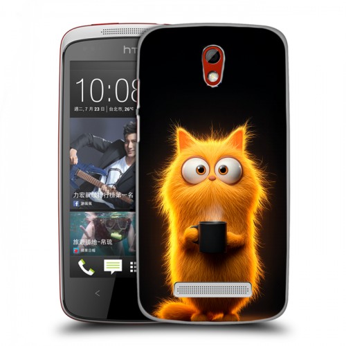 Дизайнерский пластиковый чехол для HTC Desire 500 Смешной кот