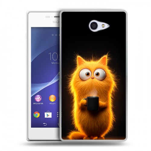 Дизайнерский пластиковый чехол для Sony Xperia M2 dual Смешной кот