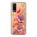 Полупрозрачный дизайнерский силиконовый чехол для Vivo Y31 Цветы и бабочки