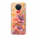 Полупрозрачный дизайнерский силиконовый с усиленными углами чехол для Nokia G20 Цветы и бабочки