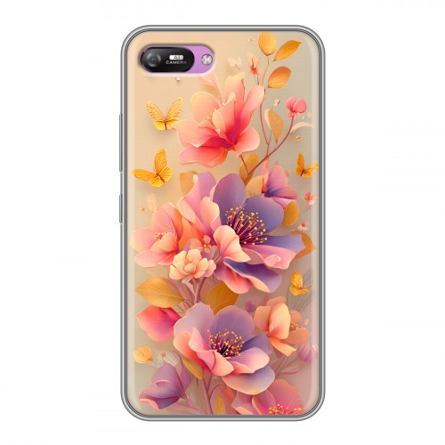 Полупрозрачный дизайнерский силиконовый с усиленными углами чехол для Itel A25 Цветы и бабочки