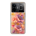 Полупрозрачный дизайнерский силиконовый с усиленными углами чехол для Realme GT3 Цветы и бабочки