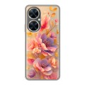 Полупрозрачный дизайнерский силиконовый с усиленными углами чехол для Huawei Nova 11i Цветы и бабочки