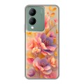 Полупрозрачный дизайнерский силиконовый с усиленными углами чехол для Vivo Y17s Цветы и бабочки
