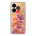Полупрозрачный дизайнерский пластиковый чехол для Tecno Spark Go 2024 Цветы и бабочки
