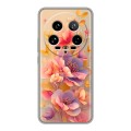 Полупрозрачный дизайнерский силиконовый чехол для Xiaomi 14 Ultra Цветы и бабочки