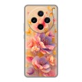 Полупрозрачный дизайнерский силиконовый чехол для Vivo X100 Цветы и бабочки