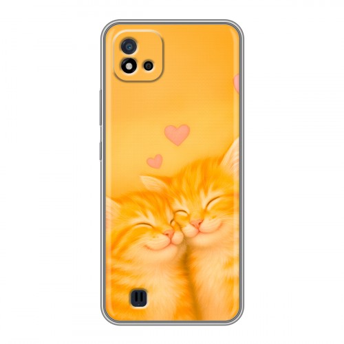 Дизайнерский силиконовый с усиленными углами чехол для Realme C20 Милые котята