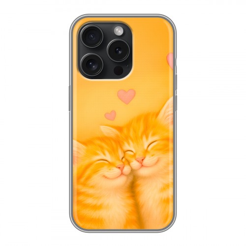 Дизайнерский силиконовый чехол для Iphone 15 Pro Милые котята