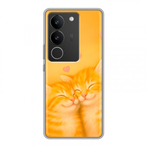 Дизайнерский силиконовый с усиленными углами чехол для Vivo V29 Милые котята