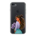 Полупрозрачный дизайнерский силиконовый чехол для Iphone 7 девушка цветы
