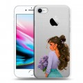 Полупрозрачный дизайнерский пластиковый чехол для Iphone 8 девушка цветы