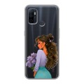 Полупрозрачный дизайнерский силиконовый чехол для OPPO A53 девушка цветы
