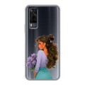 Полупрозрачный дизайнерский пластиковый чехол для Vivo Y31 девушка цветы