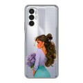 Полупрозрачный дизайнерский пластиковый чехол для Tecno Pova 3 девушка цветы