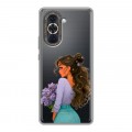 Полупрозрачный дизайнерский пластиковый чехол для Huawei Nova 10 девушка цветы