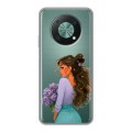 Полупрозрачный дизайнерский силиконовый чехол для Huawei Nova Y90 девушка цветы