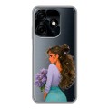 Полупрозрачный дизайнерский силиконовый чехол для Tecno Spark 10C девушка цветы