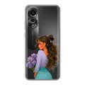 Полупрозрачный дизайнерский силиконовый чехол для OPPO A78 4G девушка цветы